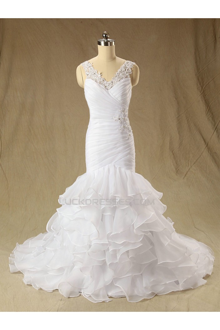 Trumpet/Mermaid V-neck Lace Bridal Wedding Dresses WD010624