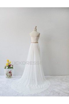 A-line Halter Beaded Lace and Chiffon Bridal Wedding Dresses WD010628