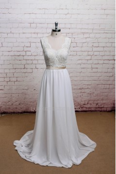 A-line Straps Lace and Chiffon Bridal Wedding Dresses WD010632