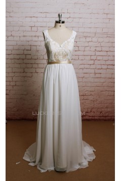 A-line Straps Lace and Chiffon Bridal Wedding Dresses WD010633