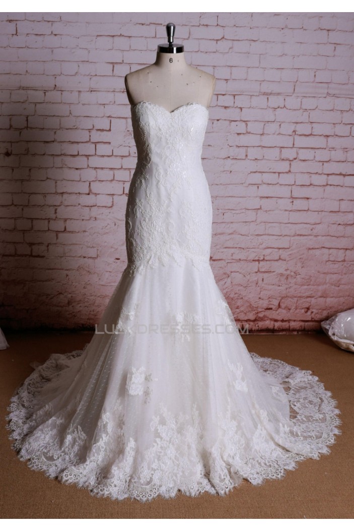 Trumpet/Mermaid Sweetheart Lace Bridal Wedding Dresses WD010641