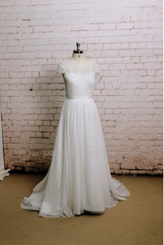 A-line Lace Cap Sleeves Bridal Wedding Dresses WD010648