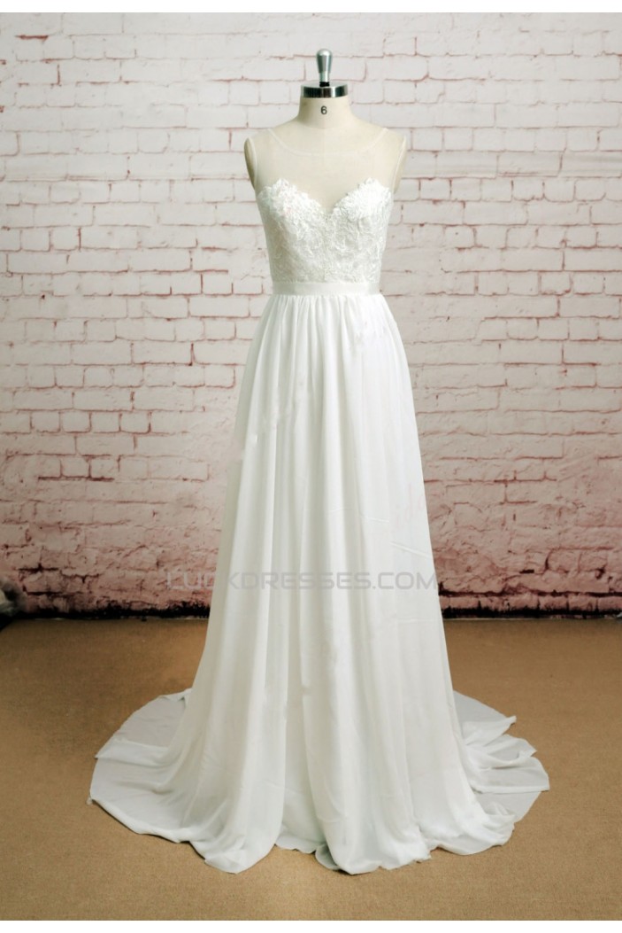 A-line Chiffon and Lace Bridal Wedding Dresses WD010650