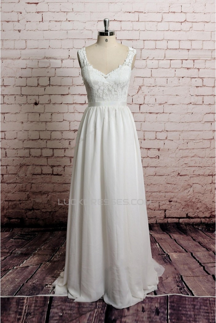 A-line Lace Straps Sleeveless Bridal Wedding Dresses WD010653