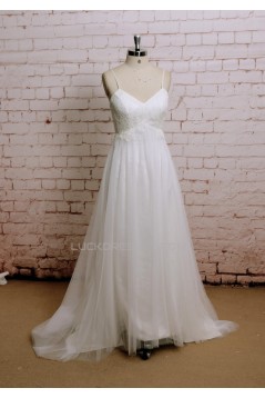 A-line Spaghetti Strap Lace Bridal Wedding Dresses WD010656