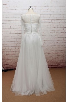 A-line Long Sleeves Lace and Tulle Bridal Wedding Dresses WD010681