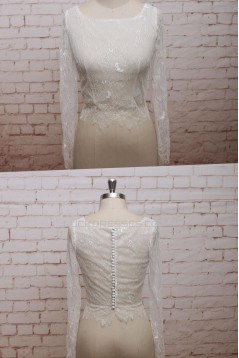 A-line Long Sleeves Lace and Tulle Bridal Wedding Dresses WD010681