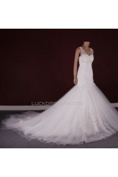 Trumpet/Mermaid Beaded Lace and Tulle Bridal Gown Wedding Dress WD010772