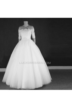 Ball Gown Off the Shoulder Half Sleeves Lace Bridal Gown Wedding Dress WD010773