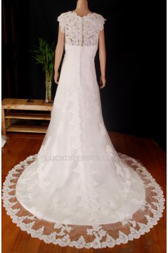 A-line V-neck Beaded Lace Bridal Gown Wedding Dress WD010779