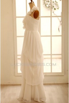 Sheath/Column One Shoulder Chiffon Bridal Gown Wedding Dress WD010799