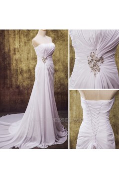 Sheath/Column Strapless Chiffon Bridal Wedding Dresses WD010841