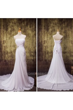 Sheath/Column Strapless Chiffon Bridal Wedding Dresses WD010841