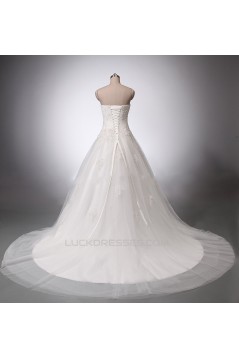 A-line Strapless Beaded Lace Bridal Wedding Dresses WD010846