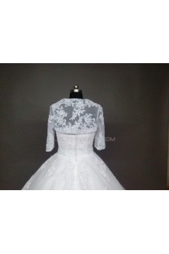 Ball Gown Strapless Beaded Lace Bridal Wedding Dresses with A Jacket WD010858