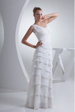 Sheath/Column Floor-Length One-Shoulder Wedding Dresses 2030006