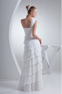 Sheath/Column Floor-Length One-Shoulder Wedding Dresses 2030006