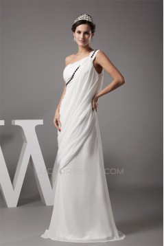 Sheath/Column One-Shoulder Chiffon Wedding Dresses 2030011