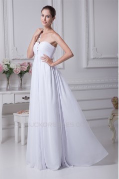 Empire One-Shoulder Sleeveless Beaded Chiffon Wedding Dresses Maternity Wedding Dresses 2030012