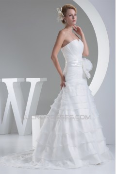 A-Line Satin Organza Sweetheart Sleeveless Best Wedding Dresses 2030021