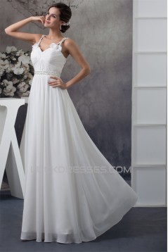 A-Line Sleeveless Beading Chiffon Floor-Length Wedding Dresses 2030022