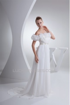 A-Line Sleeveless Chiffon Organza Beaded Wedding Dresses 2030023