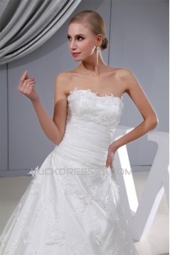 A-Line Sleeveless Satin Lace Organza Sweetheart Wedding Dresses 2030026