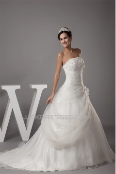 Ball Gown Strapless Beaded Appliques Court Train Wedding Dresses 2030027