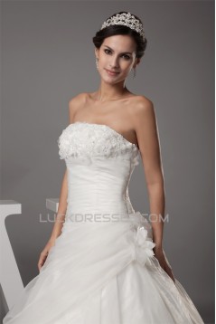 Ball Gown Strapless Beaded Appliques Court Train Wedding Dresses 2030027