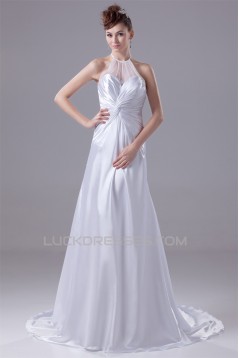 A-Line Sleeveless Halter New Arrival Beaded Wedding Dresses 2030030