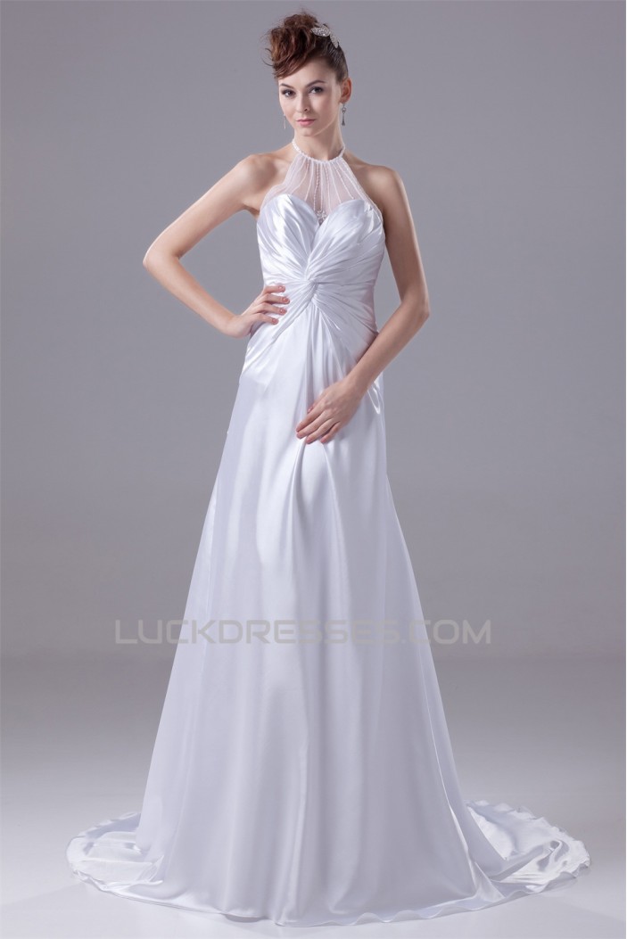 A-Line Sleeveless Halter New Arrival Beaded Wedding Dresses 2030030