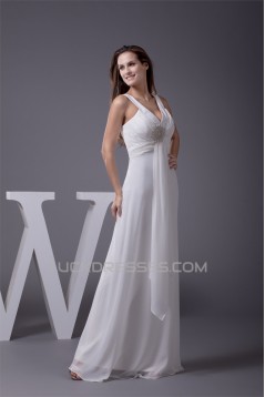 Sheath/Column Sleeveless Straps Chiffon Floor-Length Wedding Dresses 2030032