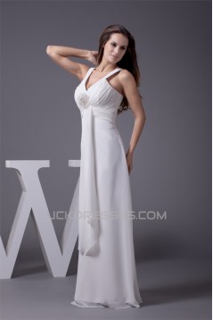 Sheath/Column Sleeveless Straps Chiffon Floor-Length Wedding Dresses 2030032