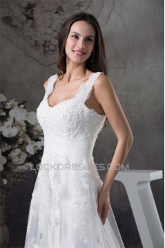 A-Line Sleeveless Straps Beaded Lace New Arrival Wedding Dresses 2030033