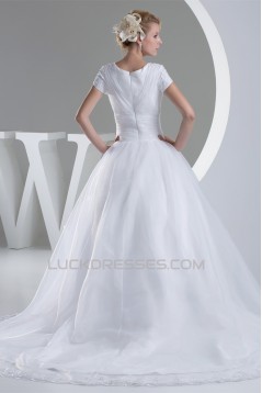 Ball Gown Short Sleeve Beaded Applique New Arrival Wedding Dresses 2030040