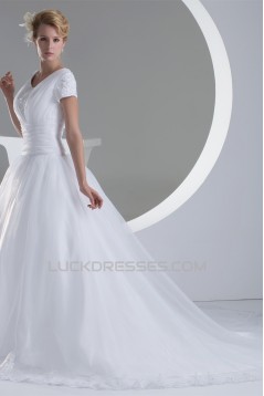 Ball Gown Short Sleeve Beaded Applique New Arrival Wedding Dresses 2030040