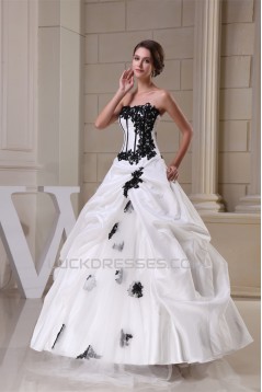 Ball Gown Strapless Beaded Appliques Lace Taffeta Beautiful Wedding Dresses 2030041