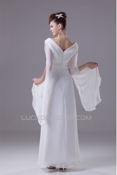 Amazing A-Line Ankle Length V-Neck Chiffon Wedding Dresses 2030050