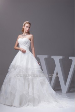 Amazing A-Line Satin Organza Beaded Applique Sweetheart Wedding Dresses 2030055