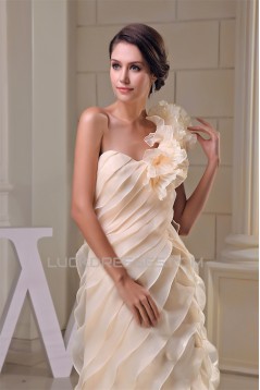 Amazing Sleeveless One-Shoulder A-Line Handmade Flowers Wedding Dresses 2030057