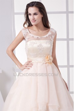 Ball Gown Sleeveless Satin Organza Fine Netting Lace Wedding Dresses 2030062