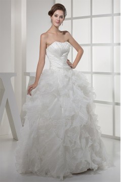 Ball Gown Sleeveless Satin Organza Soft Sweetheart Beaded Wedding Dresses 2030063