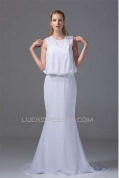 Beautiful Scoop Sleeveless Chiffon Mermaid/Trumpet Beaded Wedding Dresses 2030071