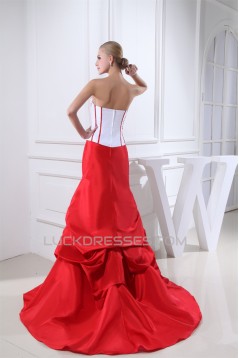 Trumpet/Mermaid Organza Taffeta Strapless Court Train Wedding Dresses 2030075