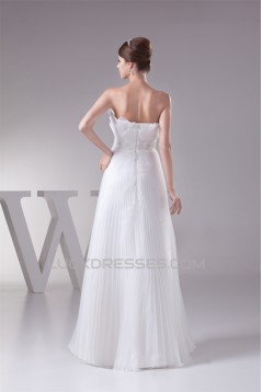 A-Line Strapless Beaded Floor-Length Pleated Wedding Dresses 2030076