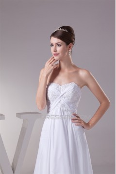 A-Line Sweetheart Beaded Appliques Chiffon Lace Wedding Dresses 2030081