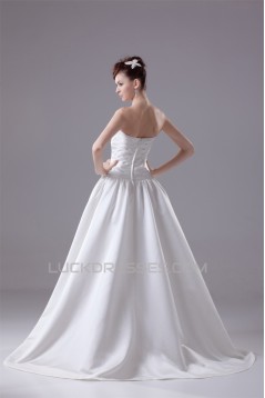 Breathtaking A-Line Sweetheart Sleeveless Satin Reception Wedding Dresses 2030085