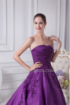 A-Line Strapless Beading Sleeveless New Arrival Wedding Dresses 2030088