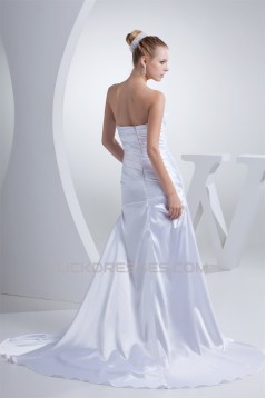 A-Line Silk like Satin Sweetheart Wedding Dresses 2030090