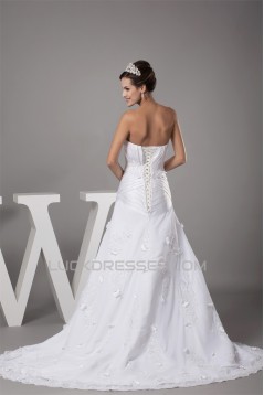 A-Line Sweetheart Chiffon Satin Lace Beaded Most Beautiful Wedding Dresses 2030096